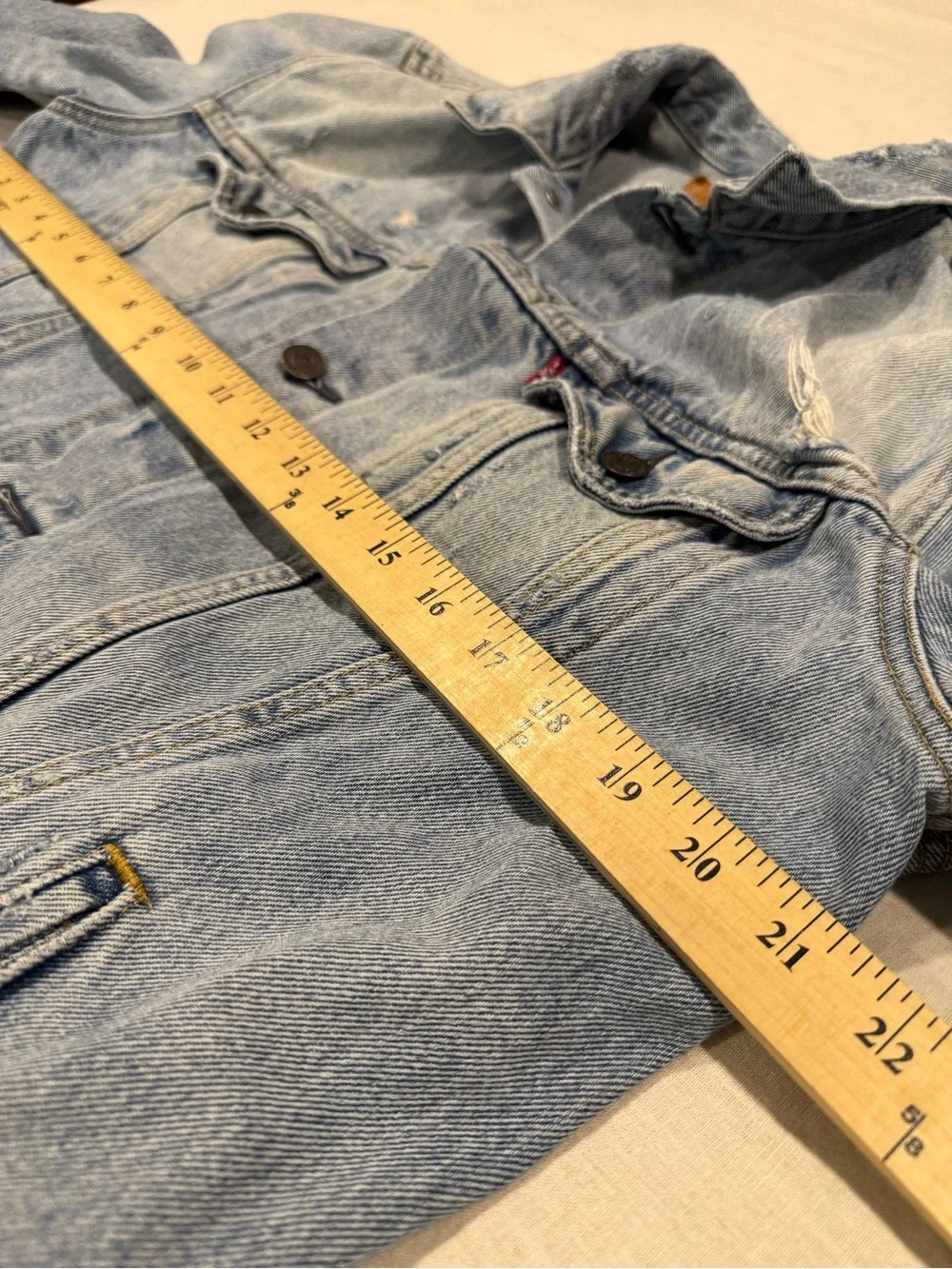 Levi's Light Wash Distressed Denim Trucker Jacket - Men's size Large